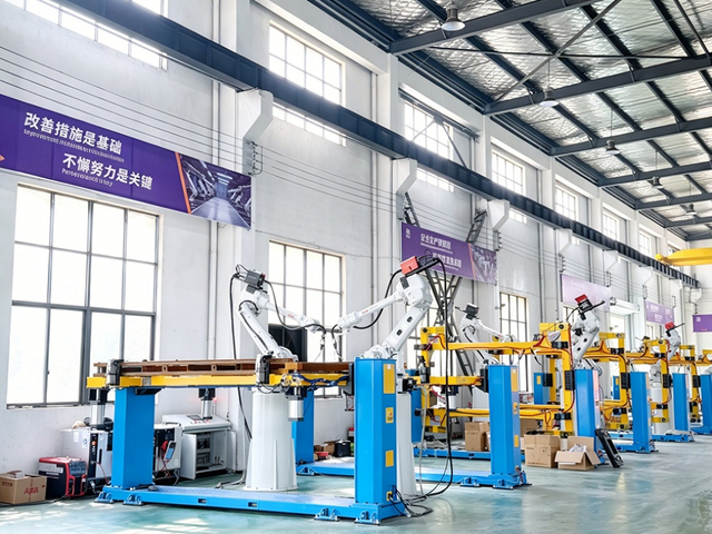 Robot welding line for automated Bailey bridge component fabrication